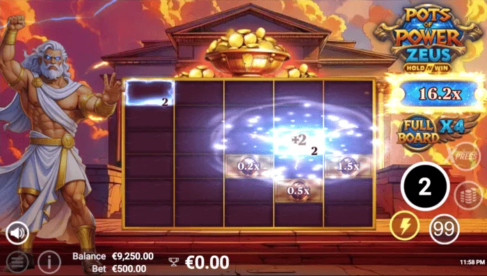 Pots of Power: Zeus – Spillskjermen i bonusmodus